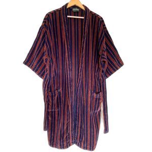 Hill & Archer Cotton Terry Striped Short Sleeve Robe